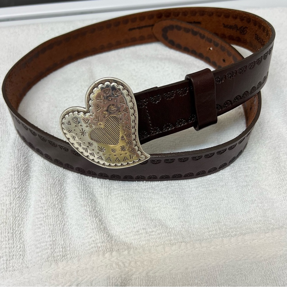 Brighton Heart Shape Bucket Leather Belt Sz Med